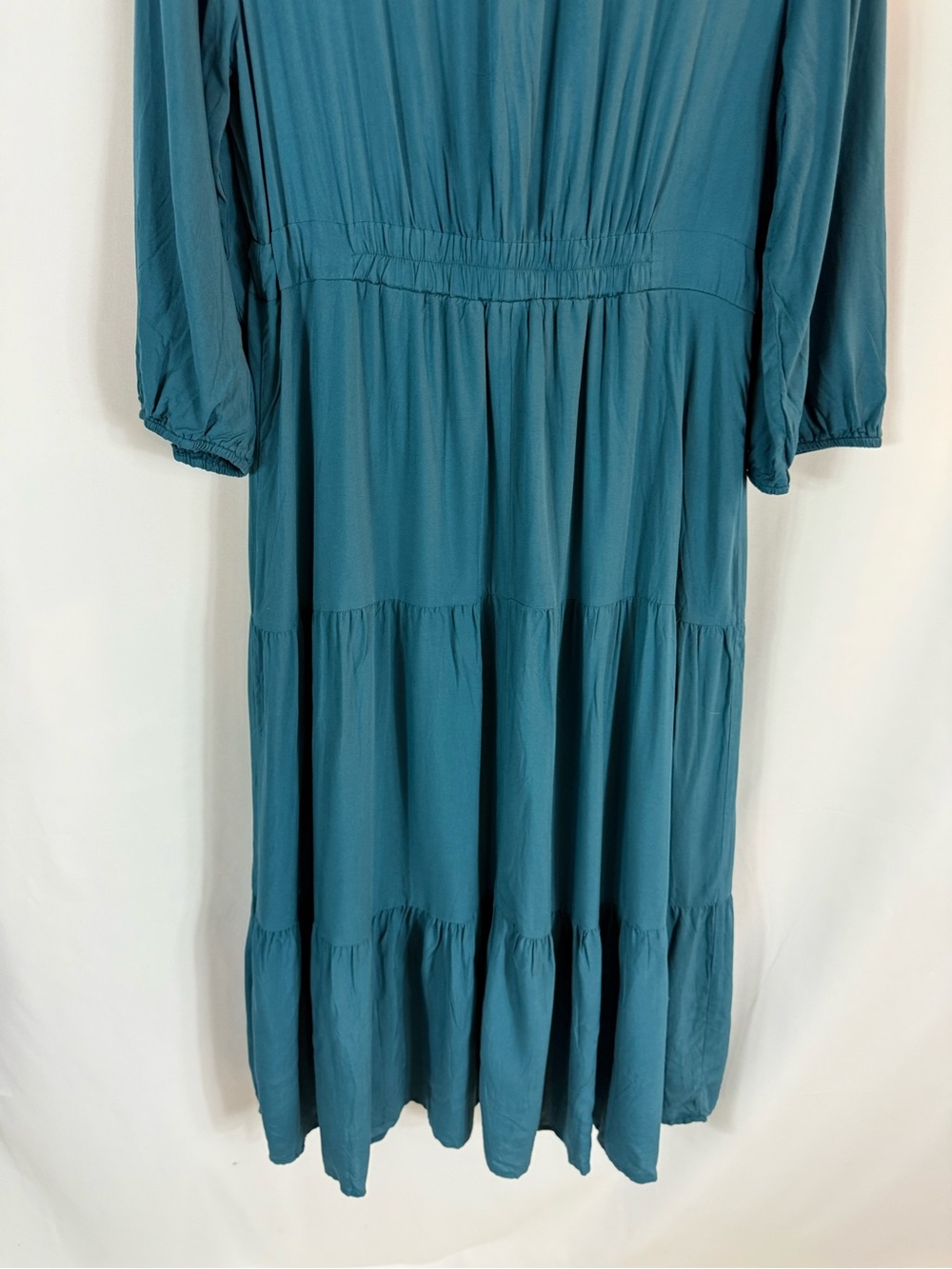 NWT Balticborn women dress Teal Long Sleeve V-Neck Tiered Maxi Dress - Picture 13 of 14